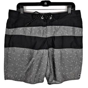 Tavik Modern Beach Culture Gray & Black Board Shorts Swim Trunks Mens Size 34